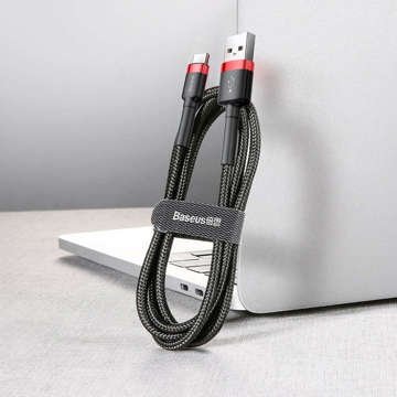 3m Baseus Cafule USB-C Typ C 2A černý a červený kabel