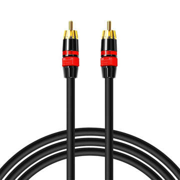 3m kabel RCA na RCA (Cinch) Kabel Premium Subwoofer MOZOS černé a červené pozlacené zástrčky