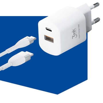 3mk Hyper Charger USB USB-C 20W PD rychlá nástěnná nabíječka Bílá