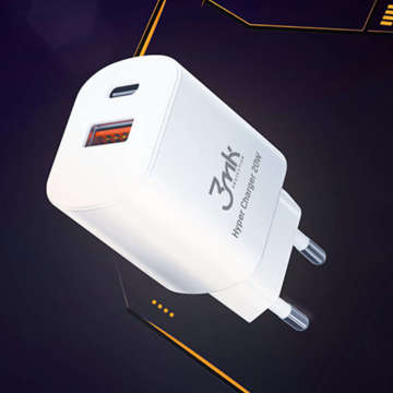 3mk Hyper Charger USB USB-C 20W PD rychlá nástěnná nabíječka Bílá