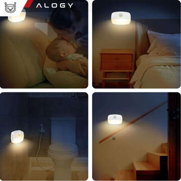 3x LED noční lampa s pohybovým senzorem do EU zásuvky, 3 barvy světla Alogy Night Light White