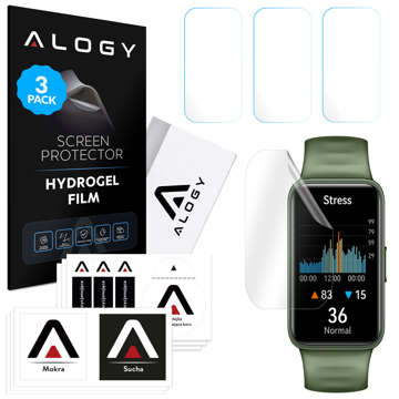 3x hydrogelová ochranná fólie Alogy pro chytré hodinky Huawei Band 8