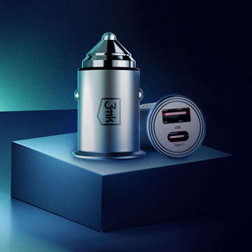 45W USB nabíječka do auta USB-C Type C rychlá 3mk Hyper Car Charger stříbrná