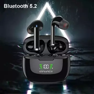 AWEI Sportovní sluchátka Bluetooth 5.2 TA8 TWS dokovací stanice Black