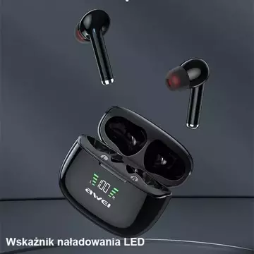 AWEI Sportovní sluchátka Bluetooth 5.2 TA8 TWS dokovací stanice Black