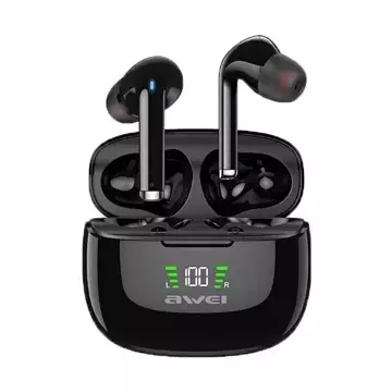 AWEI Sportovní sluchátka Bluetooth 5.2 TA8 TWS dokovací stanice Black