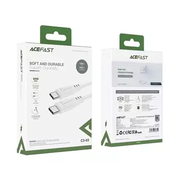 Acefast kabel USB Typ C - USB Typ C 1,2 m, 60W (20V / 3A) bílý (C3-03 bílý)