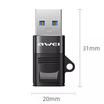 Adaptér AWEI CL-13 USB-C/USB-A černý/černý