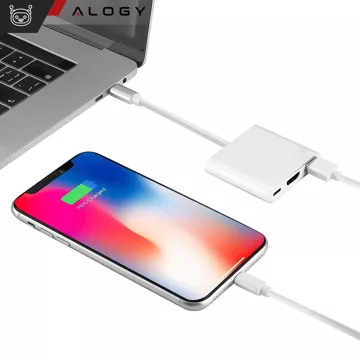 Adaptér HUB 3v1 Alogy adaptér USB-C 3.0 HDMI USB-A Stříbrný