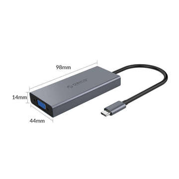 Adaptér Hub 5w1 Orico, HDMI 4K USB 3.0 VGA AUX USB-C PD 60W