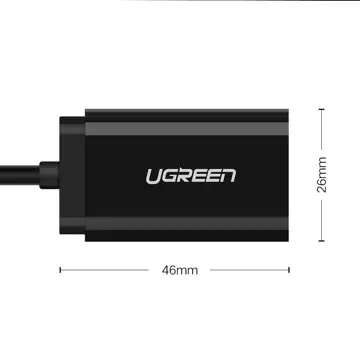 Adaptér UGREEN externí hudební zvuková karta USB - 3,5 mm mini jack 15 cm černý (30724)