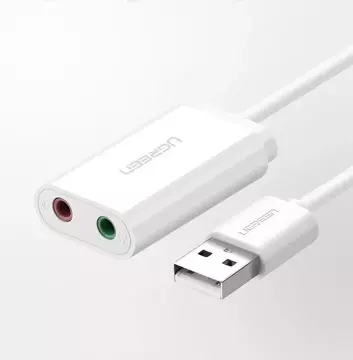 Adaptér UGREEN externí hudební zvuková karta USB - 3,5 mm mini jack 15 cm černý (30724)