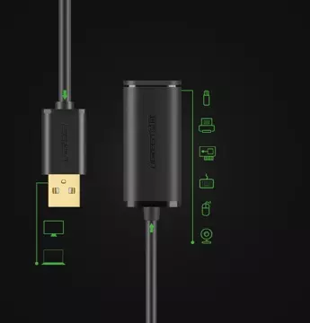 Aktivní prodlužovací kabel UGREEN USB 2.0 480 Mbps 5 m černý (US121 10319)