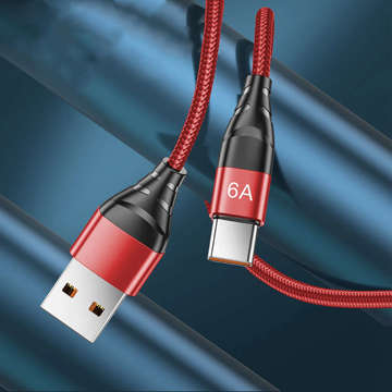 Alogový kabel USB-A na USB-C Kabel typu C 6A 1m Červený