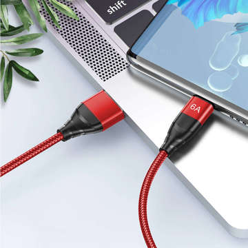 Alogový kabel USB-A na USB-C Kabel typu C 6A 1m Červený