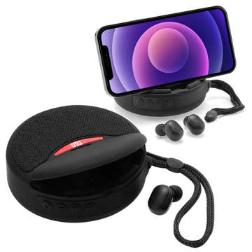 Alogy 2v1 TWS Music Set Přenosný bezdrátový reproduktor Bluetooth BT sluchátka vodotěsná černá