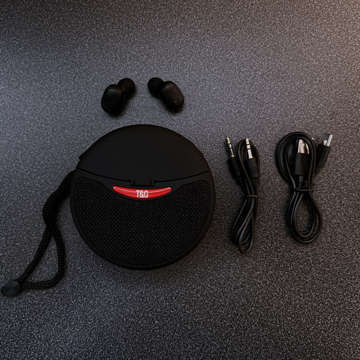 Alogy 2v1 TWS Music Set Přenosný bezdrátový reproduktor Bluetooth BT sluchátka vodotěsná černá