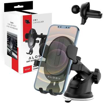 Alogy 2v1 držák do auta pro 6,5" telefon gravitační na čelní sklo, palubní desku, mřížku Easy One Touch Organizer