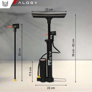 Alogy Bike Pump 160psi s manometrem a rukojetí, manuální, černá