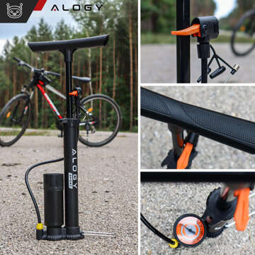 Alogy Bike Pump 160psi s manometrem a rukojetí, manuální, černá