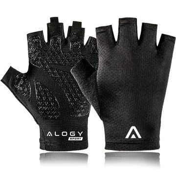 Alogy Cyklistické rukavice XL krátké bezprsté pánské dámské Unisex sportovní cyklistické rukavice na MTB Gravel Kross Black