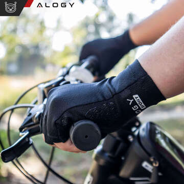 Alogy Cyklistické rukavice XL krátké bezprsté pánské dámské Unisex sportovní cyklistické rukavice na MTB Gravel Kross Black