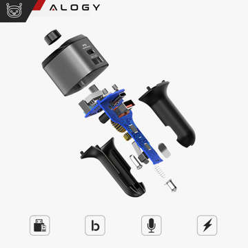 Alogy FM vysílač do auta USB nabíječka QC 3.0 USB-C PD Bluetooth MP3 přehrávač 1m kabel USB-C do pouzdra Lightning