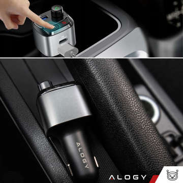 Alogy FM vysílač do auta USB nabíječka QC 3.0 USB-C PD Bluetooth MP3 přehrávač 1m kabel USB-C do pouzdra Lightning