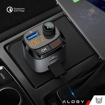 Alogy FM vysílač do auta USB nabíječka QC 3.0 USB-C PD Bluetooth MP3 přehrávač Kabel 5A 1m Pouzdro