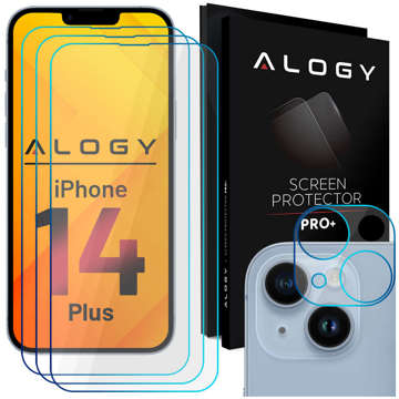 Alogy Glass Pack 3x Tvrzené sklo na displej 9h Sklo na objektiv pro Apple iPhone 14 Plus