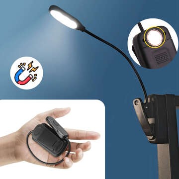 Alogy LED noční lampa na stolní čtení stolní lampa nastavitelná flexibilní bezdrátová micro USB černá