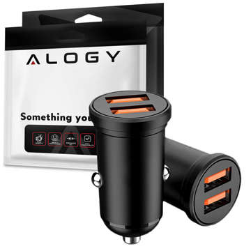 Alogy Mini Car Charger do auta 2x USB 48W QuickCharge 3.0 Black