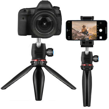 Alogy Mini Tripod Držák telefonu Liginn Stativ pro focení pro GoPro zvonkovou lampu telefonu s fotoaparátem 1/4 Černá