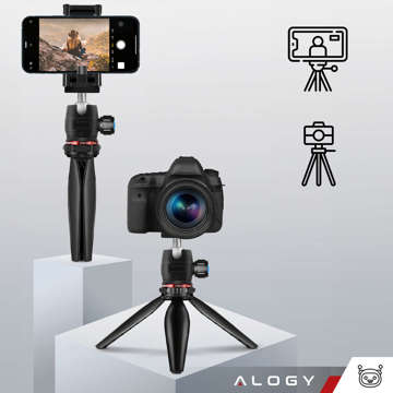 Alogy Mini Tripod Držák telefonu Liginn Stativ pro focení pro GoPro zvonkovou lampu telefonu s fotoaparátem 1/4 Černá