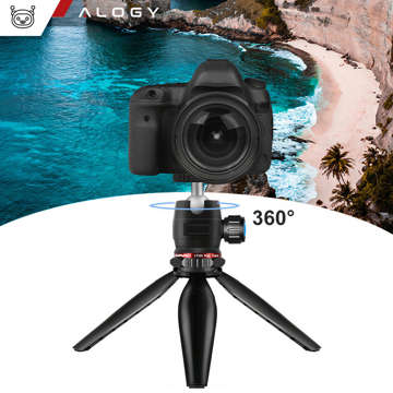 Alogy Mini Tripod Držák telefonu Liginn Stativ pro focení pro GoPro zvonkovou lampu telefonu s fotoaparátem 1/4 Černá