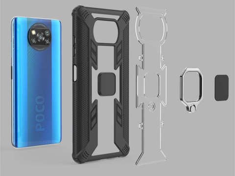 Alogy Ring Carbon Holder Armored Case pro Xiaomi Poco X3 NFC Glass