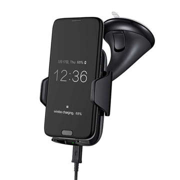 Alogy S-Style držák telefonu do auta s 10W Qi indukční nabíječkou na čelní sklo, palubní deska, černá
