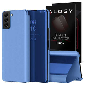 Alogy Smart Clear View Cover Samsung Galaxy S22 Plus modré skleněné flipové pouzdro