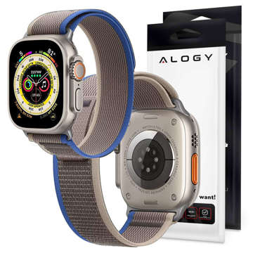 Alogy Sport Strap Nylonový suchý zip pro Apple Watch 1/2/3/4/5/6/7/8/SE (38/40/41 mm) Modrá šedá