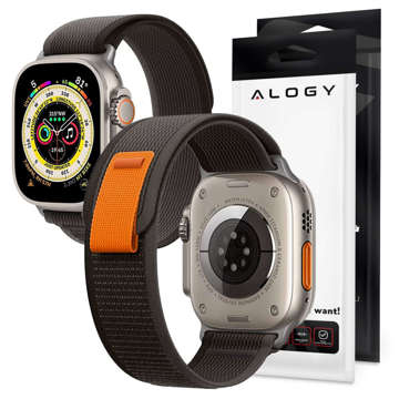 Alogy Sport pásek na suchý zip pro Apple Watch 4/5/6/7/8/SE/Ultra (42/44/45/49 mm) černý a oranžový