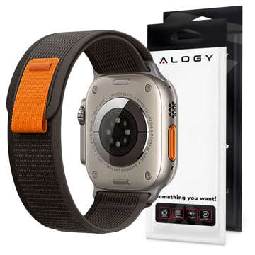 Alogy Sport pásek na suchý zip pro Apple Watch 4/5/6/7/8/SE/Ultra (42/44/45/49 mm) černý a oranžový