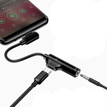 Alogy adaptér USB-C na USB-C typu C Mini Jack 3,5 mm s DAC černým