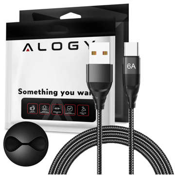 Alogy kabel USB-A na USB-C Typ C 6A 1m černý organizér