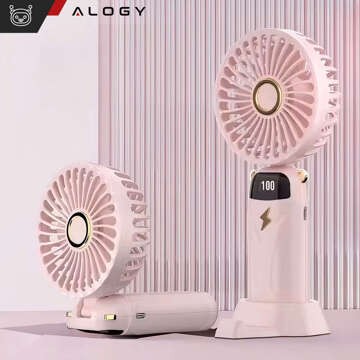 Alogy ruční stolní ventilátor, bezdrátový, přenosný, ruční ventilátor s rukojetí, růžový