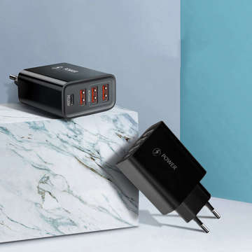 Alogy rychlé 3x USB-A USB-C Quick Charge QC 3.0 PD 20W černá nabíječka