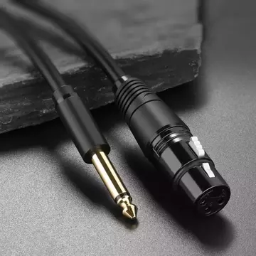 Audio kabel UGREEN Kabel mikrofonu XLR (samice) - 6,35 mm jack (samec) 2 m černý (20719 AV131)