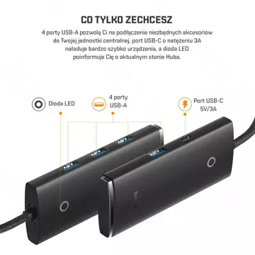 BASEUS Adaptér HUB USB-C do 4x USB-A 100cm