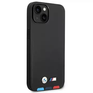 BMW BMHMP14M22PTDK Pouzdro na telefon pro Apple iPhone 14 Plus 6,7" černo/černé kožené razítko Tricolor Magsafe