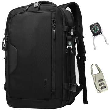 Bange Vodotěsný batoh pro 15,6" notebook City Traveler Rozšiřitelný 55 x 35 x 21-27 cm pro Letadlo Pánské Dámské Visací zámek Kompas klip na láhev Černá