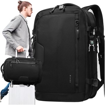 Bange Vodotěsný batoh pro 15,6" notebook City Traveler Rozšiřitelný 55 x 35 x 21-27 cm pro Letadlo Pánské Dámské Visací zámek Kompas klip na láhev Černá